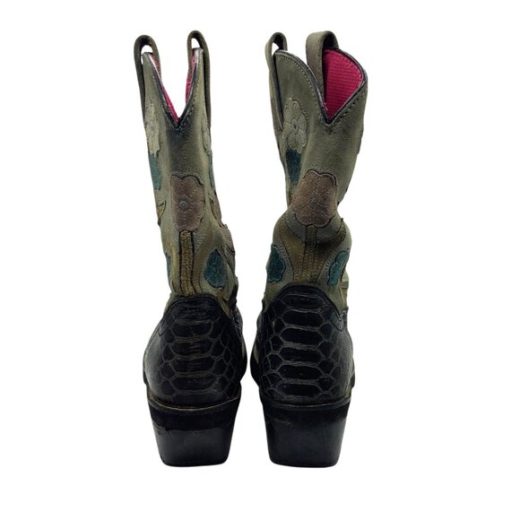 Ariat Women Western Boots 7.5 Snakeskin Leather Upper Embroidered Floral Design - Picture 3 of 6